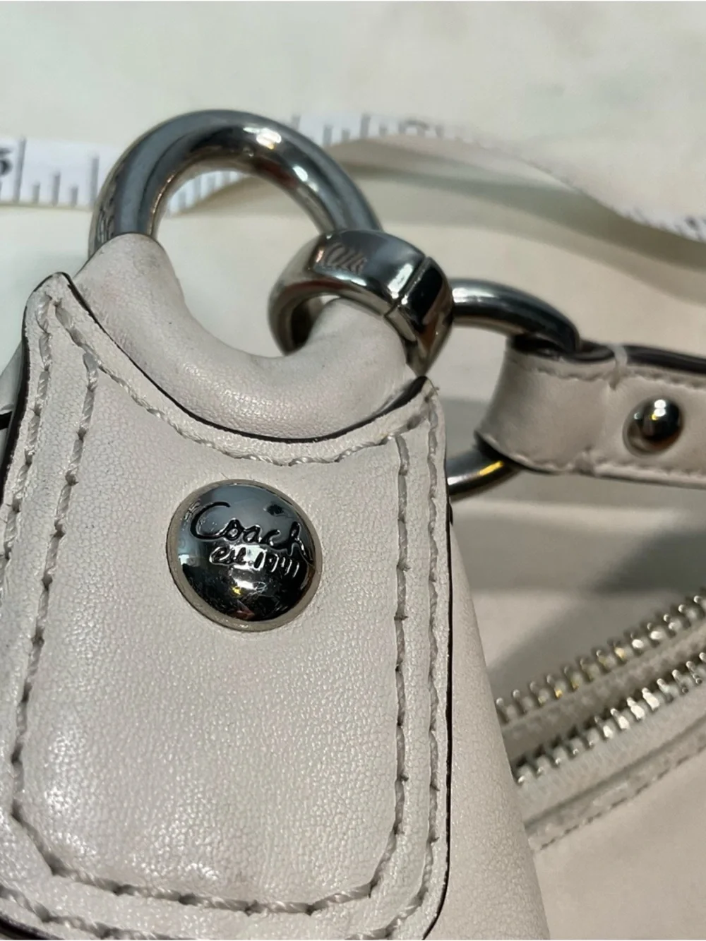 Coach Kristin F22309 Ivory Leather Hobo Shoulder Bag Large Purse